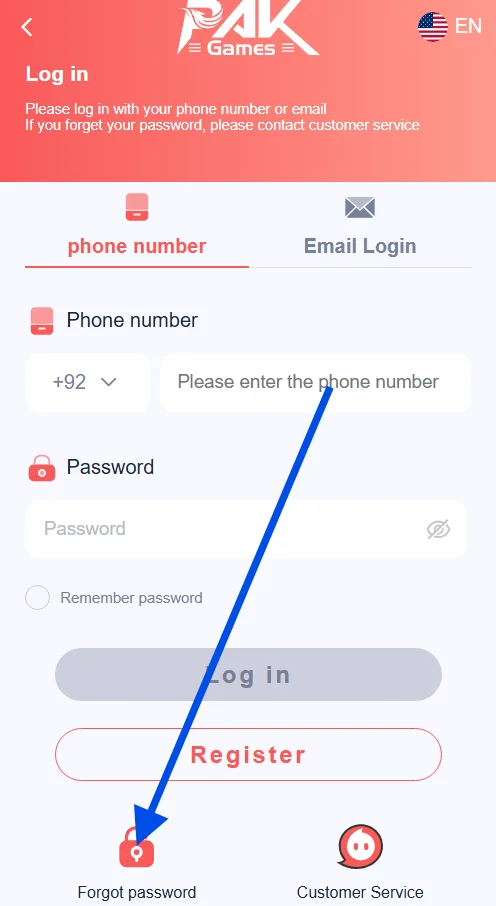 Click on forgot password